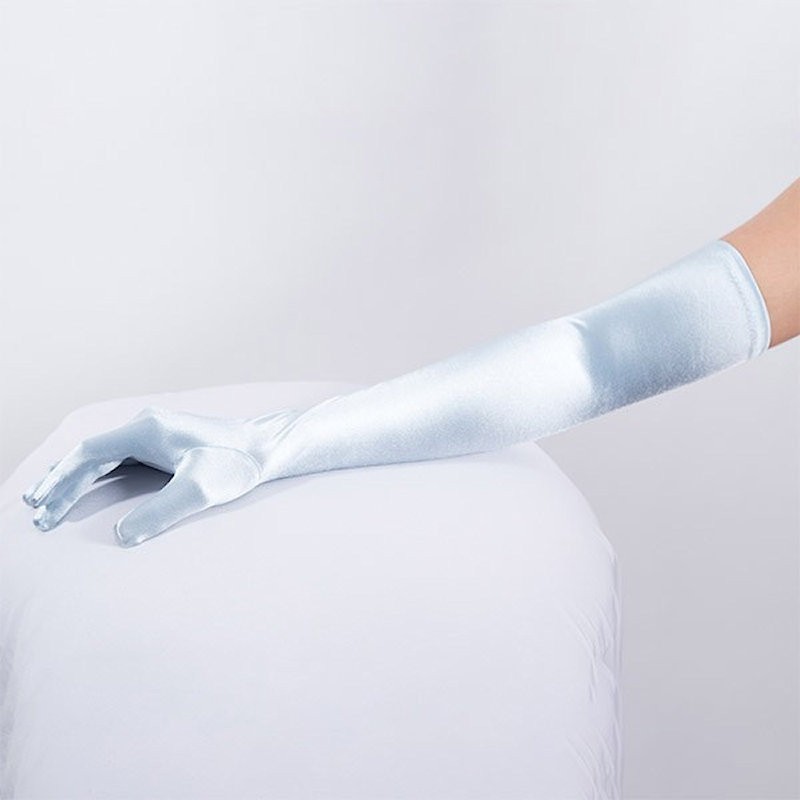 Light Blue Long Satin Glove