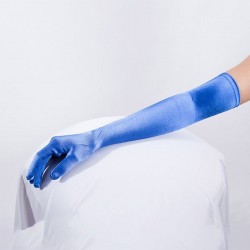Royal Blue Long Satin Gloves