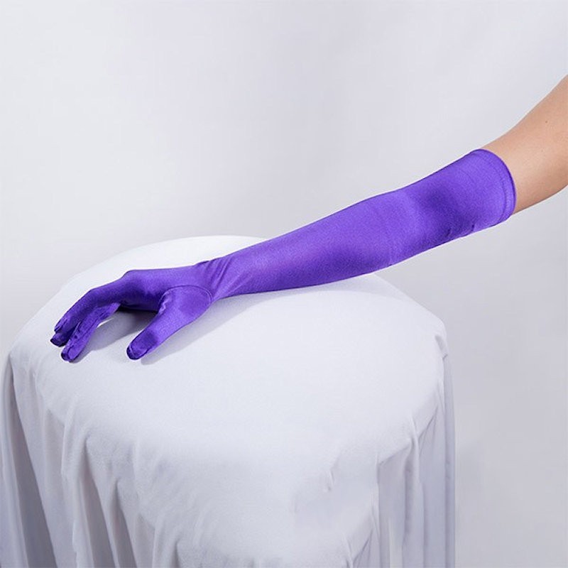 Long Satin Glove Purple 
