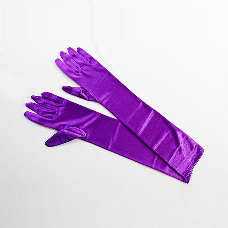 Elbow Length Satin Glove Dark Purple