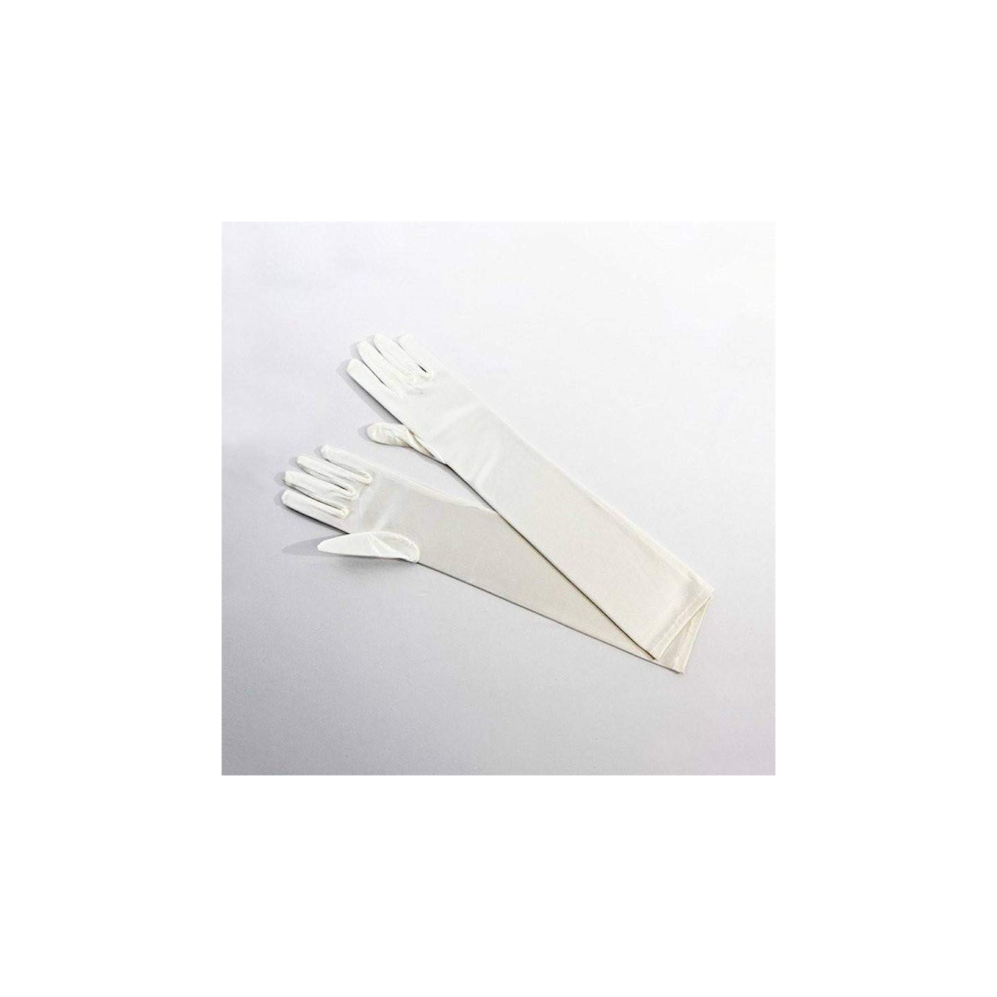 White Elbow Length Satin Glove