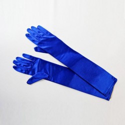 Royal Blue Elbow Length Satin Gloves
