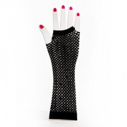 Black Medium Length Fishnet Fingerless Gloves
