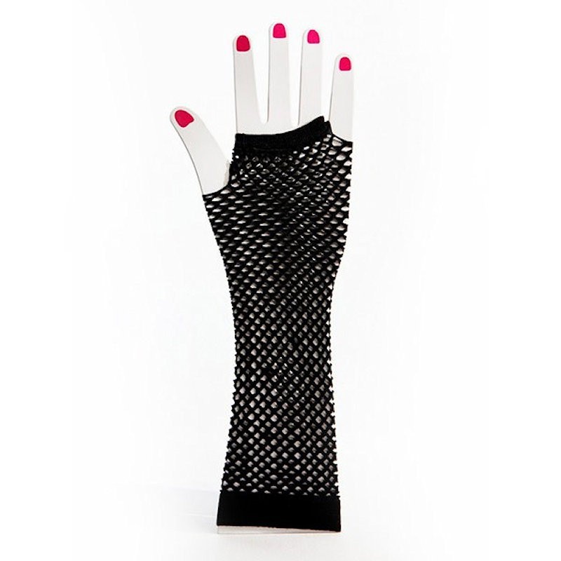 Black Elbow Length Fishnet Fingerless Glove