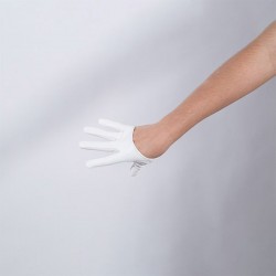 White Vinyl Cropped Hand Finger Gloves