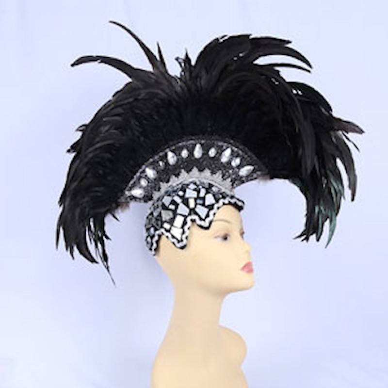 Black and Silver Mirror Mohawk Feathered Headpiece