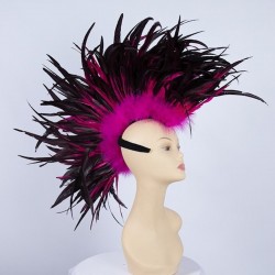 Black and Hot Pink Feathered Mohawk