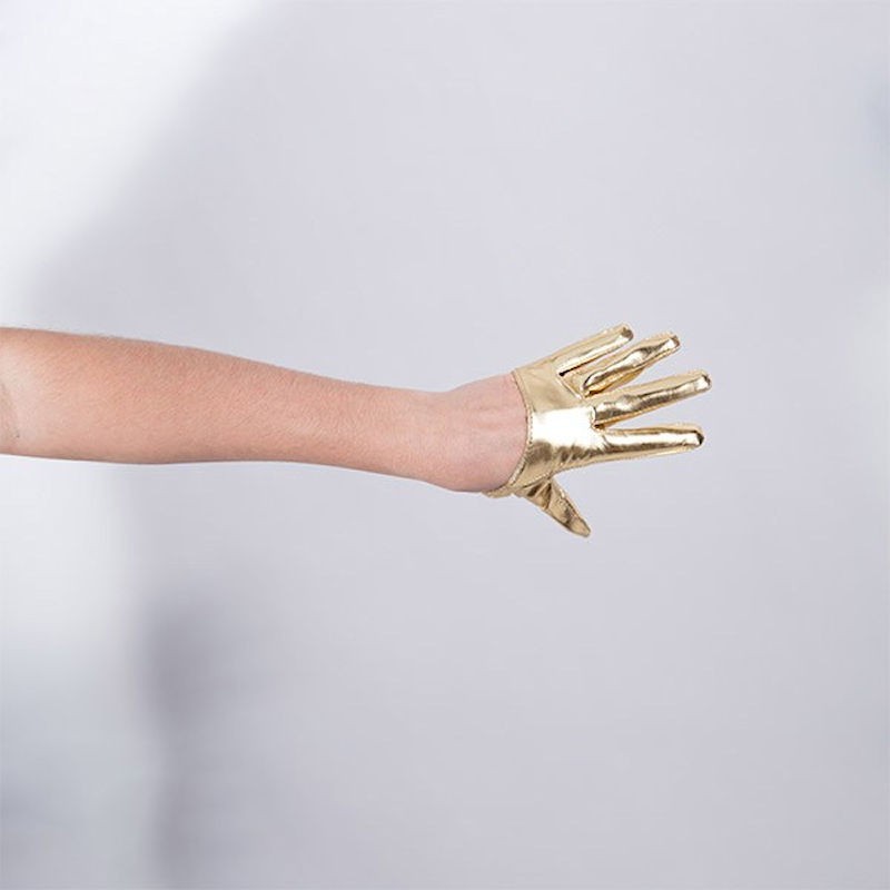 Gold Vinyl Cropped Hand Finger Glove