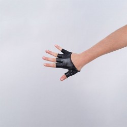 Black Vinyl Cropped Fingerless Gloves