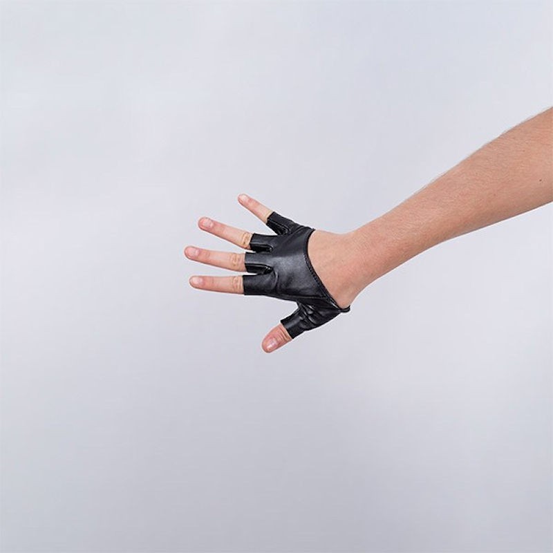 Black Vinyl Cropped Fingerless Glove