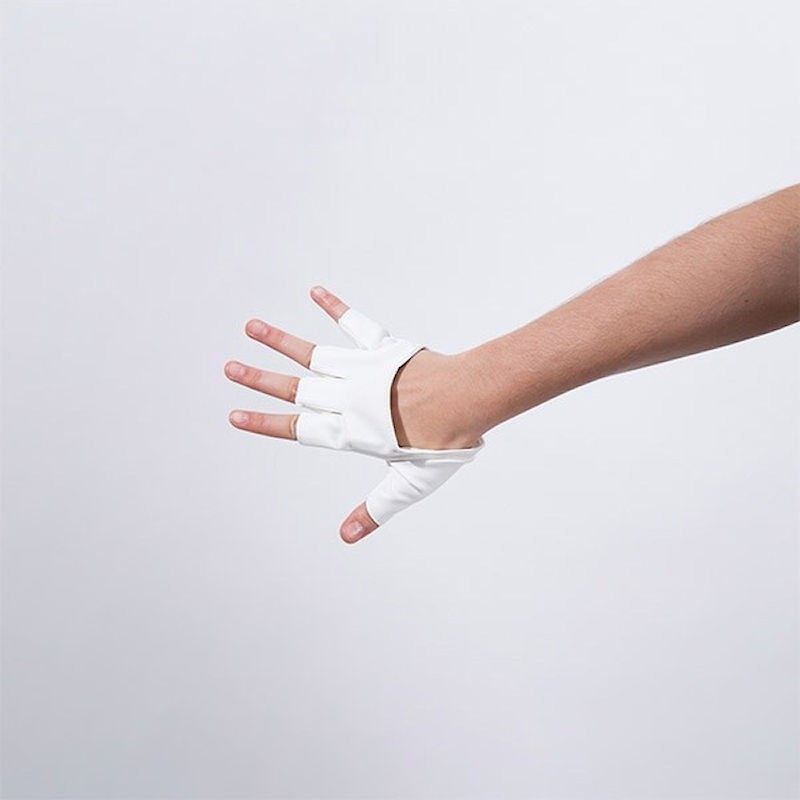 White Vinyl Cropped Fingerless Glove