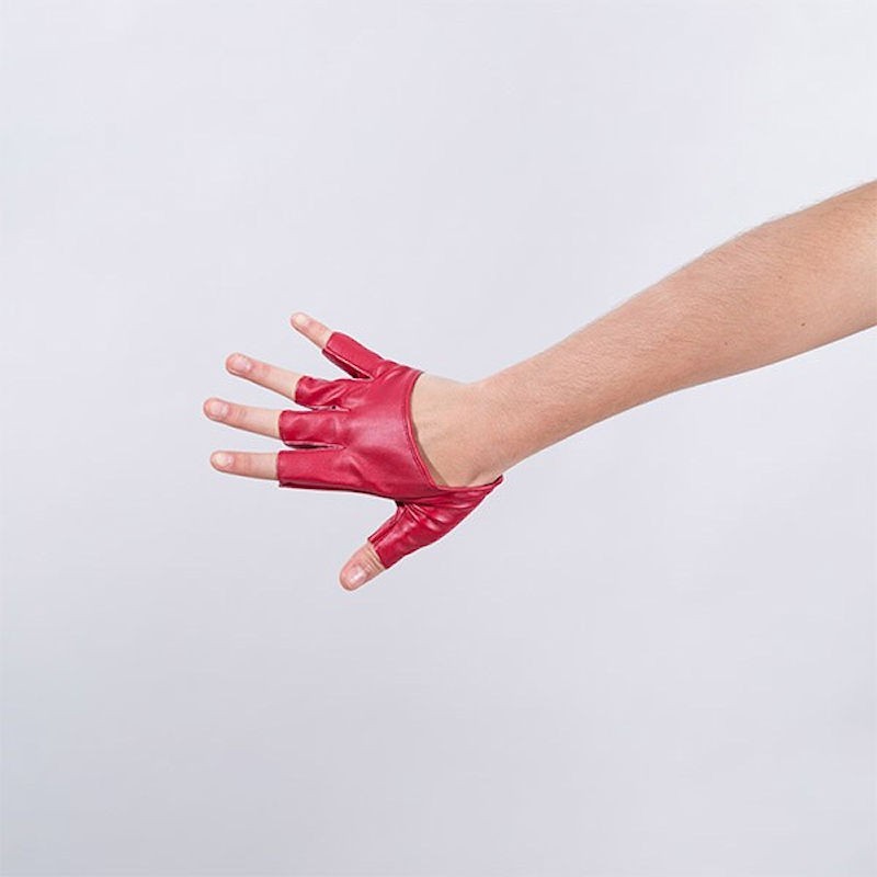 Red Vinyl Cropped Fingerless Glove