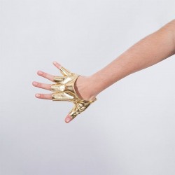 Gold Cropped Fingerless Gloves