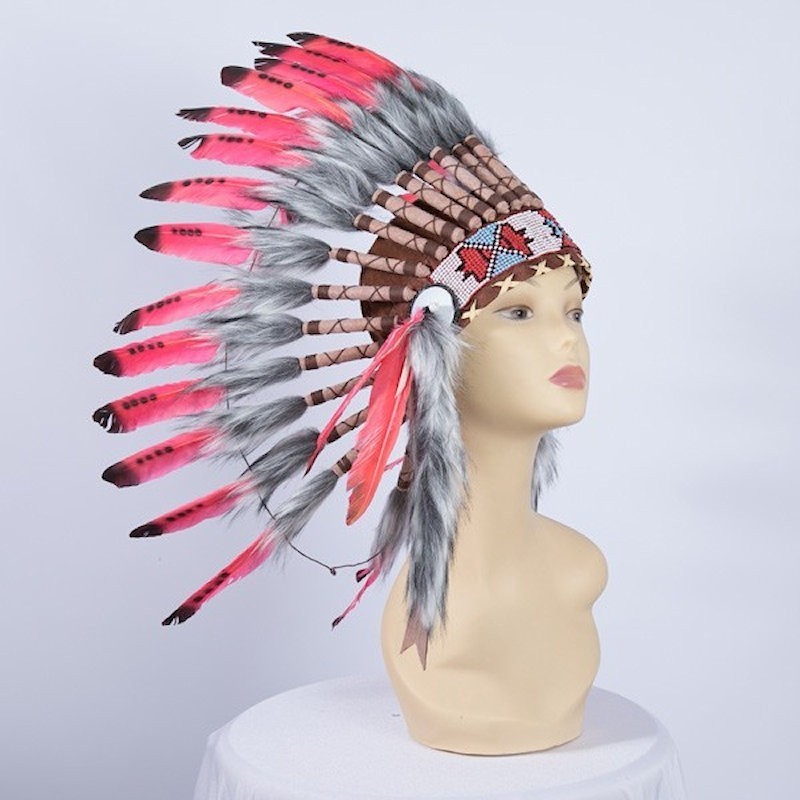 Indian Feathered Headpiece Small Red