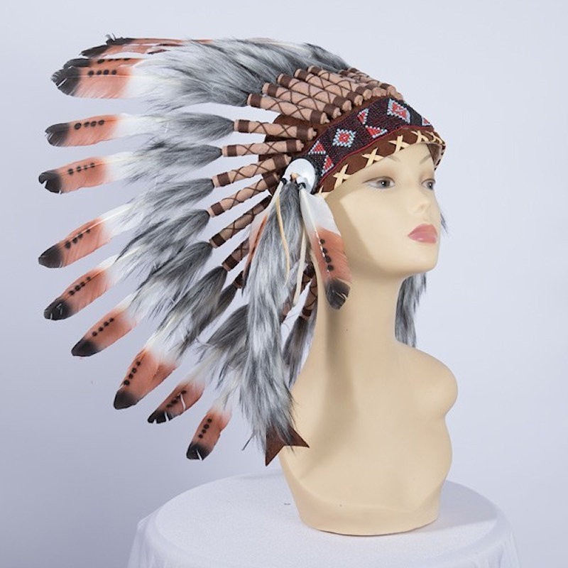 Indian Feathered Headpiece Medium Pink
