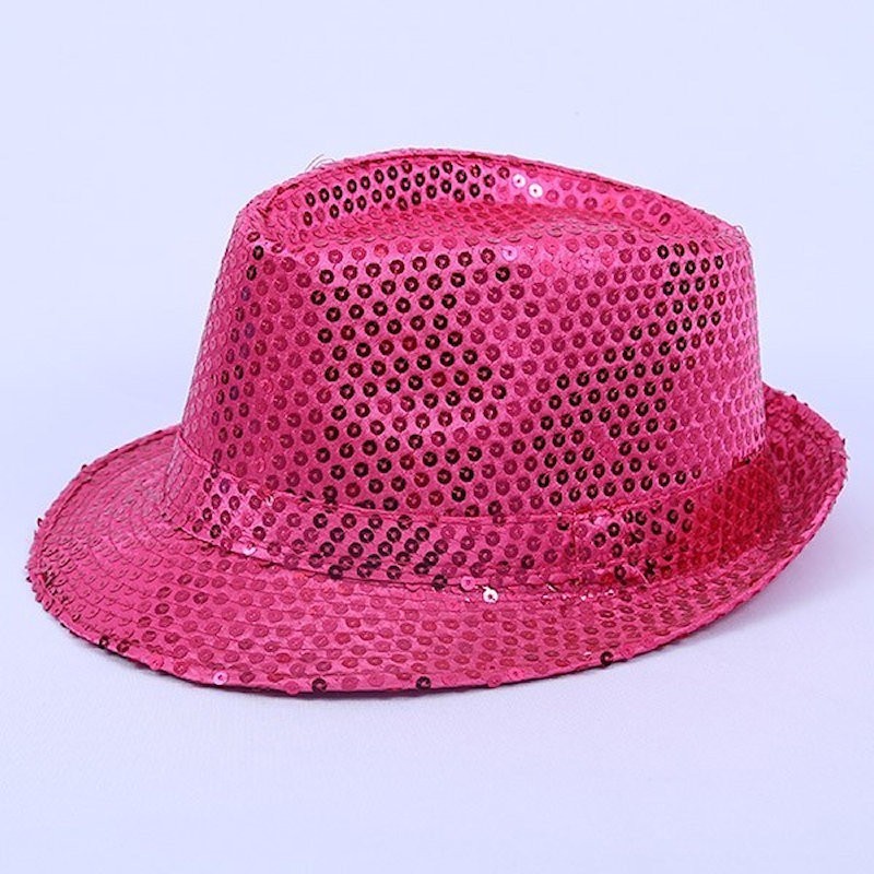 Bargain Sequin Gangster Hat Hot Pink