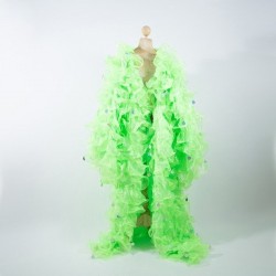 Lime Green Crystal Organza Ruffle Jacket with Penny Sequins