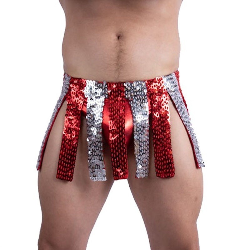 Red and Silver Sequin Gladiator Skirt