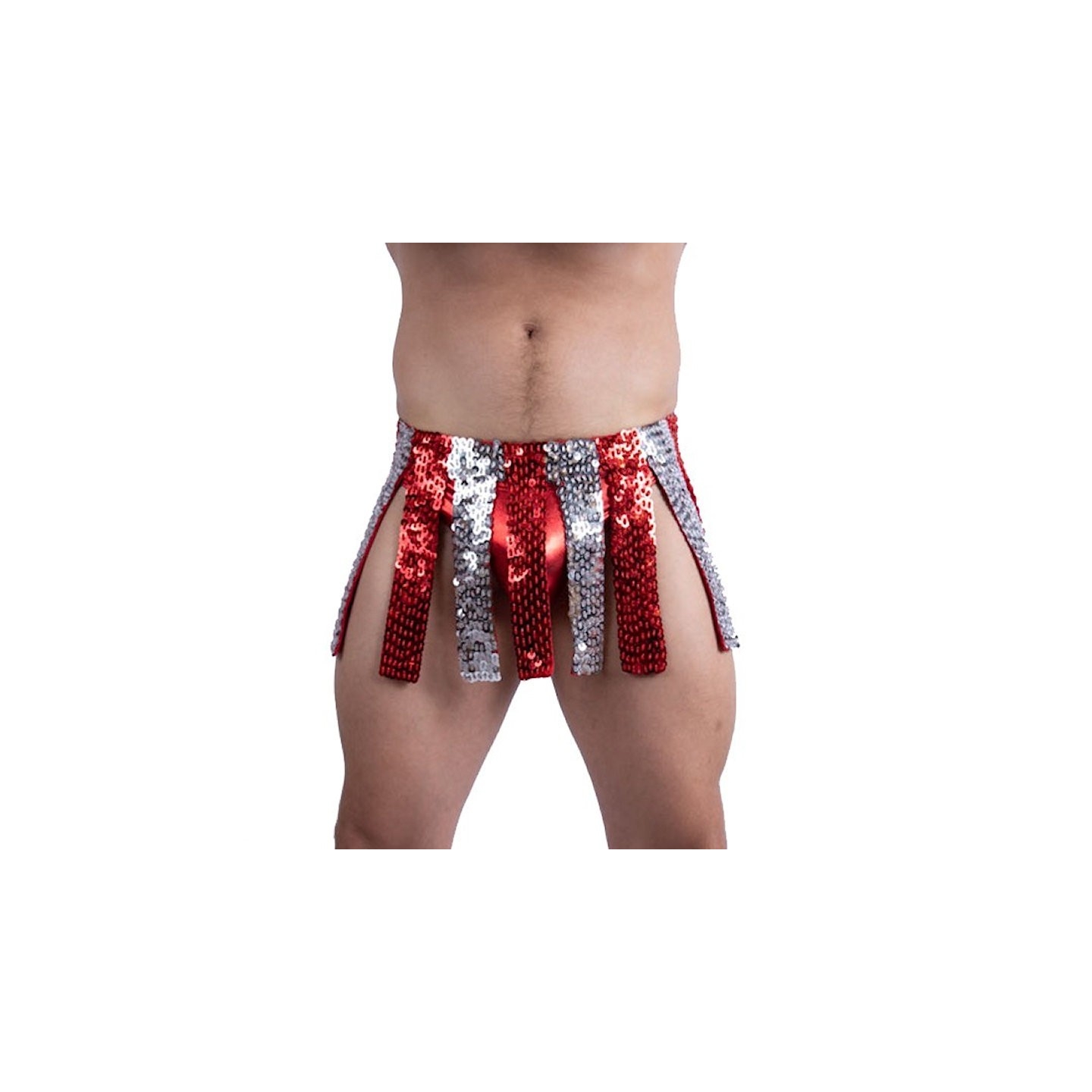 Red and Silver Sequin Gladiator Skirt