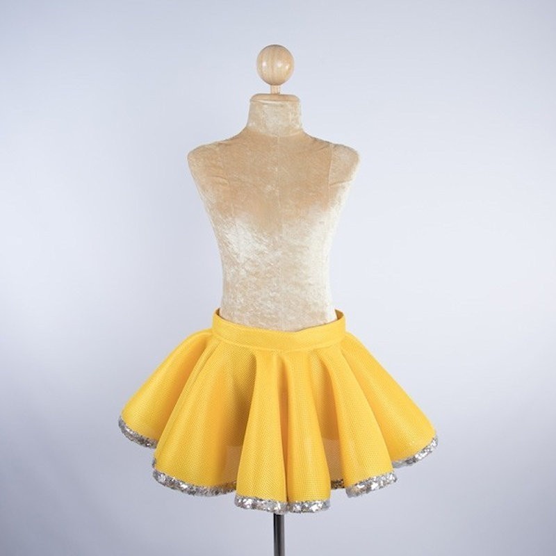 Yellow Circle Skirt with Silver Sequin Trim