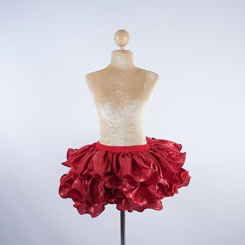Red Ruffle Lurex Skirt