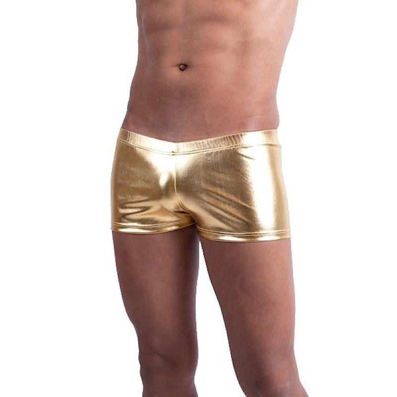 mens metallic gold shorts