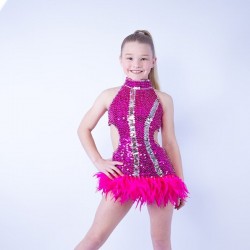 Ally Sequin Feather Dress Hot Pink