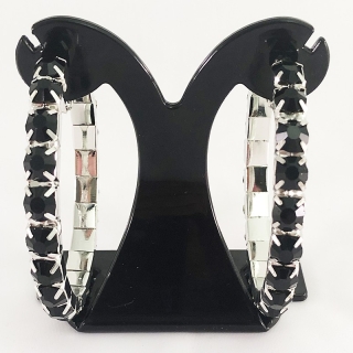 Black Crystal Classic HOP Showgirl Hoops
