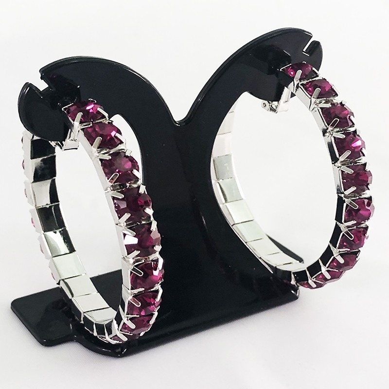 Hot Pink Crystal Classic Showgirl Hoops House Of Priscilla