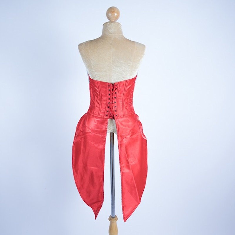 Red Satin Corset Tails with Glitter Lapels