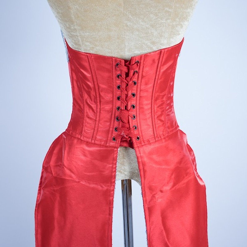 Red Satin Corset Tails with Glitter Lapels