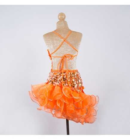 Orange Pop Sequin Americano Ruffle Dress