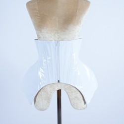 White PVC Under Bust Hip Corset with Lace Up Back