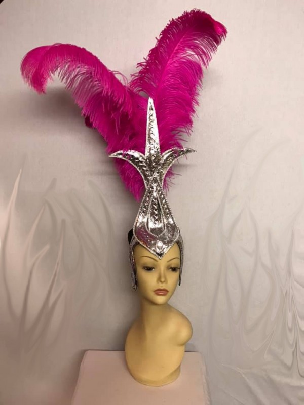Hot Pink Teardrop Sequin and Feather Headpiece