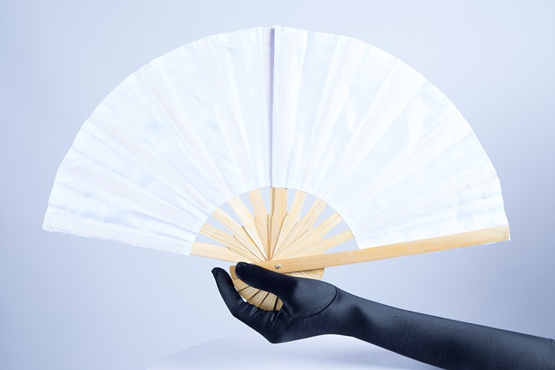 White Bamboo Handle Party Fan