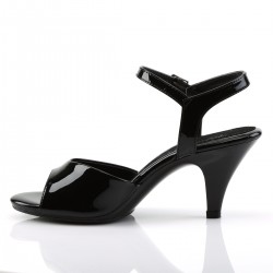 Belle 309 Strap Sandal Black Patent Fabulicious