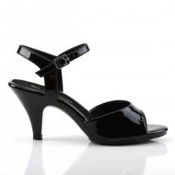 Belle 309 Strap Sandal Black Patent Fabulicious