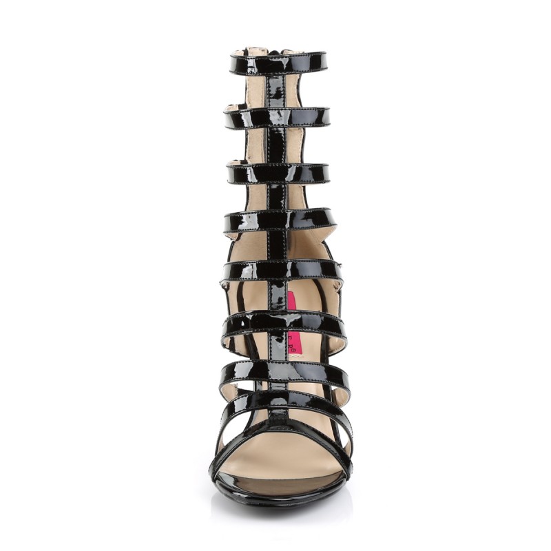 Pink Label Dream 438 Strappy Ankle Boot Sandal Black Patent