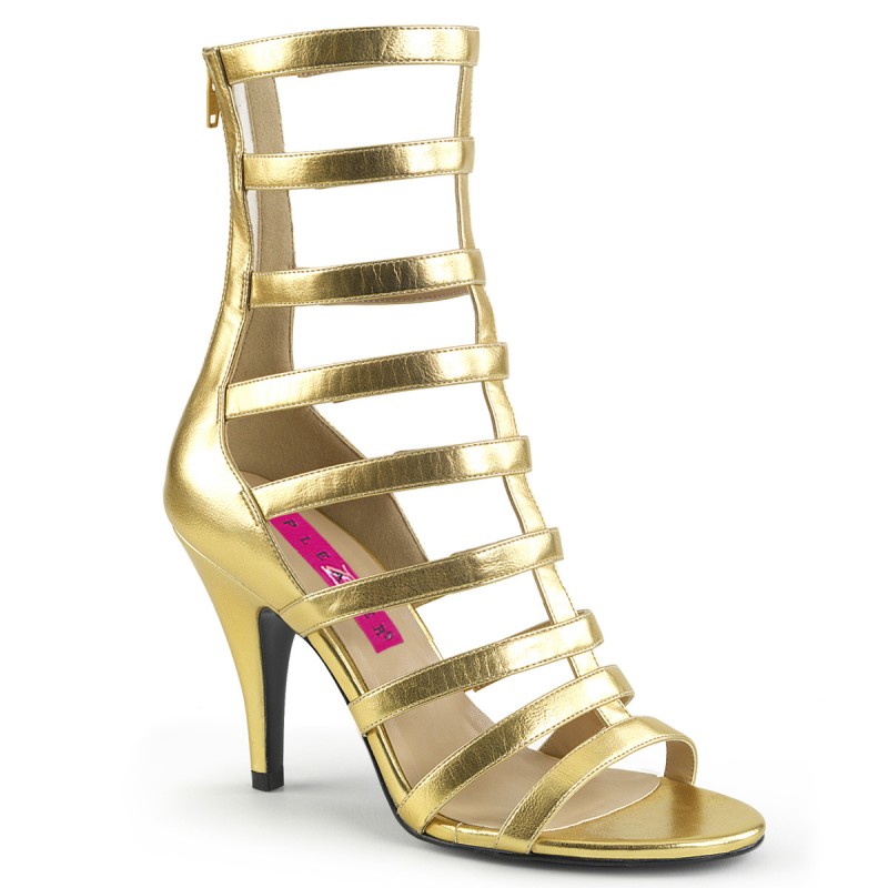 Pleaser Dream 438 Strappy Ankle Boot Sandal Gold