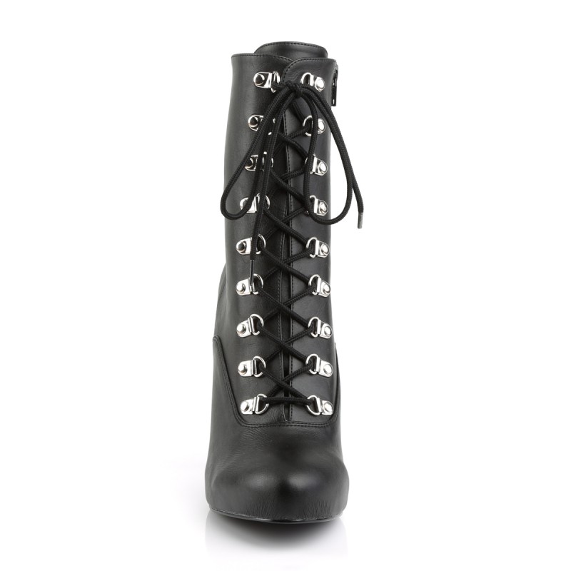 Eve 106 Lace Up Ankle Boot Black PU Pink Label