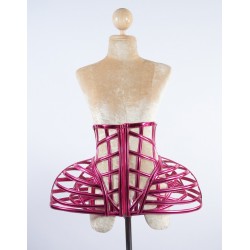 Gaga Under Bust PVC Cage Corset Dual Layer Hot Pink