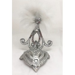 Silver & White Mini Showgirl Feathered Headpiece
