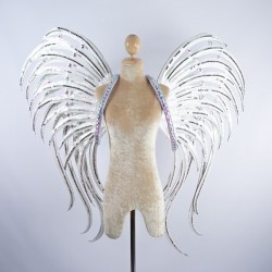 Pearl White Glitter Wings with Aurora Borealis Stone Trim