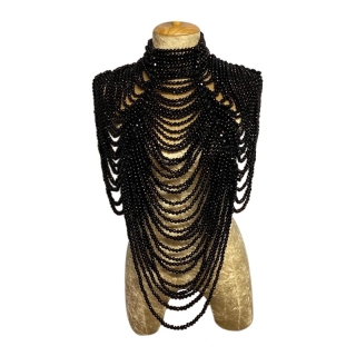 Extra Large Plastic Beaded Choker Black