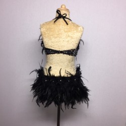 Simone Sequin Feather Flower Leotard and Skirt Set Black