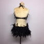 Black Simone Sequin Feather Flower Leotard and Skirt Set