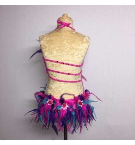 Hot Pink-Purple-Aqua Lucy Feather Flower Leotard