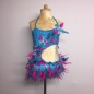 Aqua-Hot Pink Lucy Feather Flower Leotard Aqua-Hot Pink Lucy Feather Flower Leotard