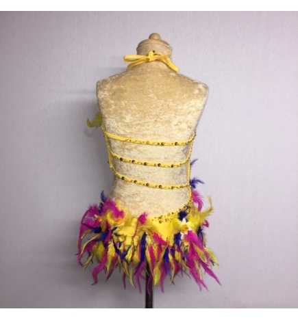 Yellow-Hot Pink-Royal Blue Lucy Feather Flower Leotard