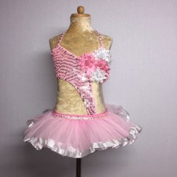 Candy Flower Sequin Leotard with Tu Tu Light Pink and Silver
